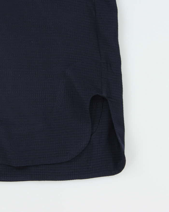 GANNI Navy Blue Cuban Collar Oversized Short Sleeve Shirt - L
