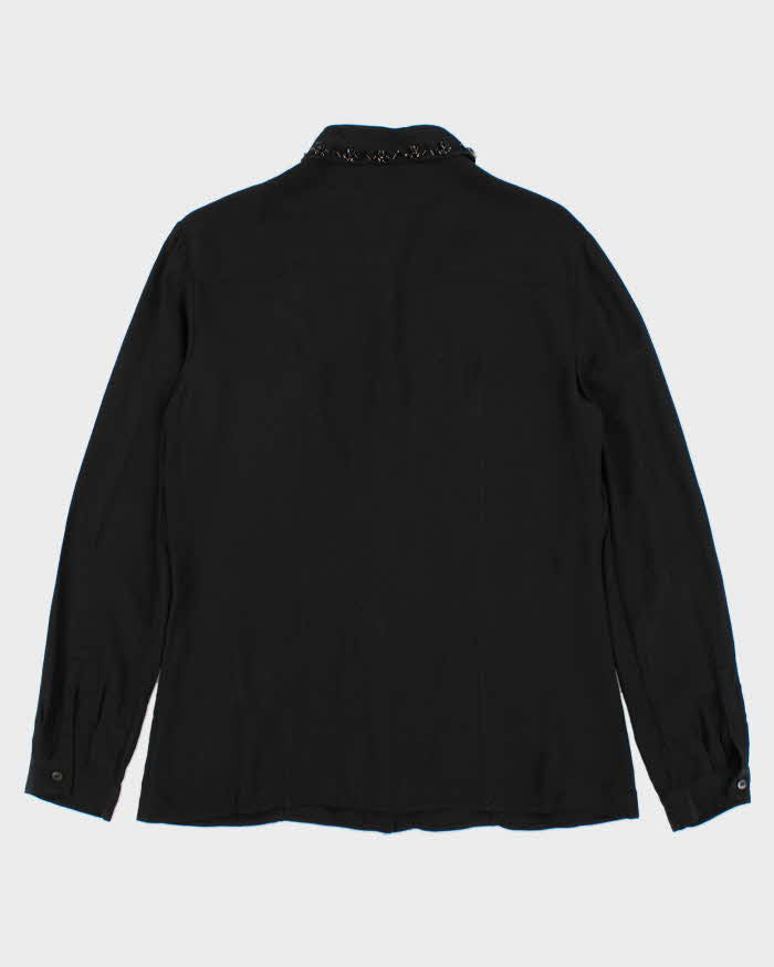 SS2012 Prada Silk Glass Beaded Collar Button Down Blouson Shirt - XL