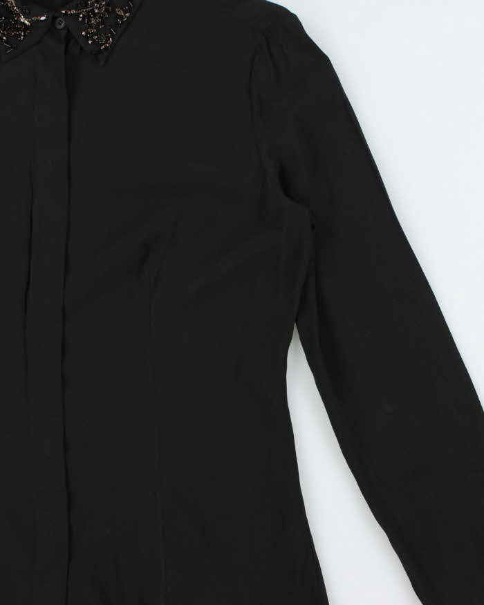 SS2012 Prada Silk Glass Beaded Collar Button Down Blouson Shirt - XL