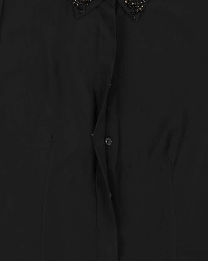 SS2012 Prada Silk Glass Beaded Collar Button Down Blouson Shirt - XL