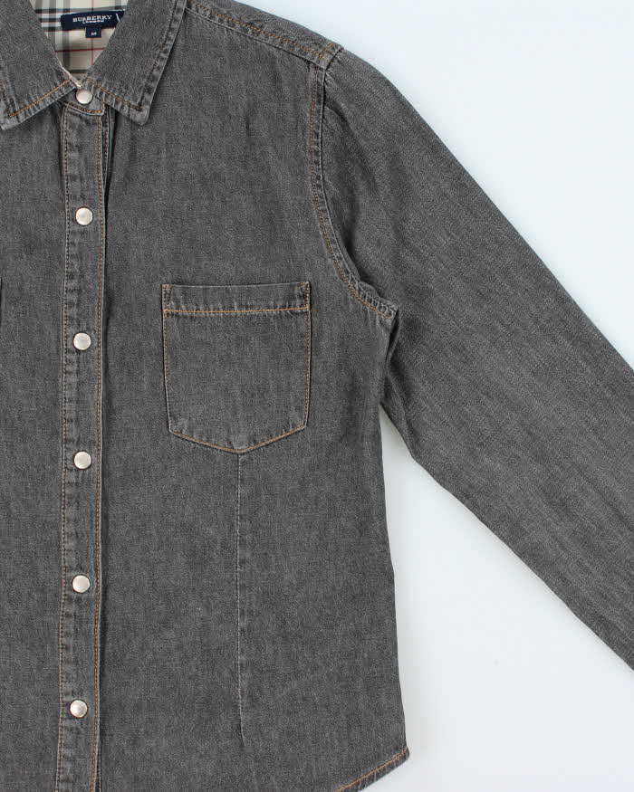 Vintage Y2K 00s Burberry Women's Snap Button Denim Long Sleeve Shirt - M