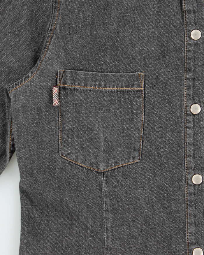 Vintage Y2K 00s Burberry Women's Snap Button Denim Long Sleeve Shirt - M
