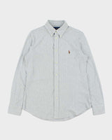 Vintage Ralph Lauren Oxford Knit Striped Women's Long Sleeve Shirt - L