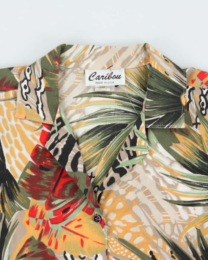 Vintage 1980s Caribou Made In USA Women's Boxy Hawaiian Shirt - L