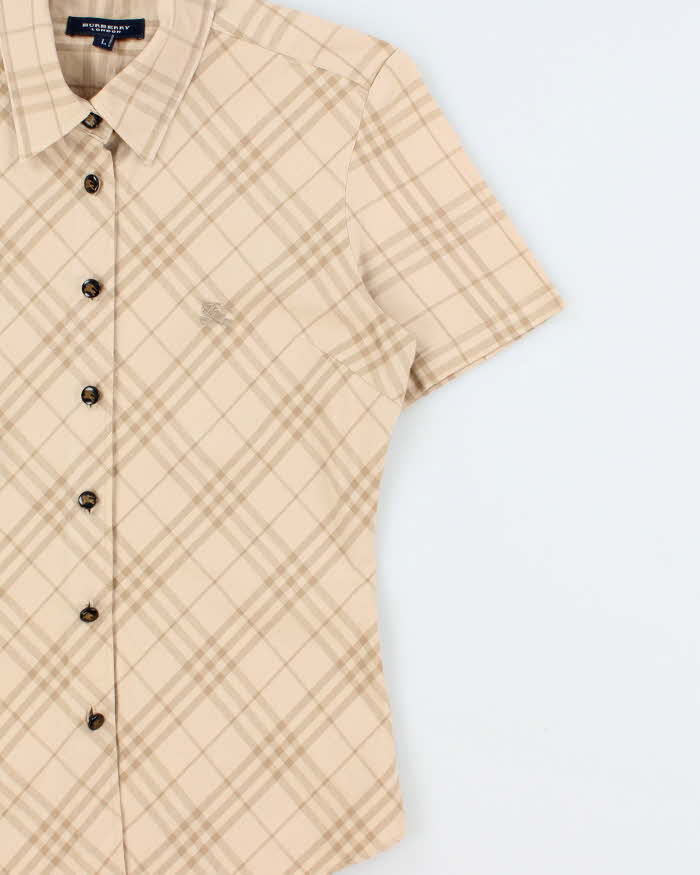 Vintage Y2K 00s Burberry Japan Nova Check Women's Fitted Short Sleeve Shirt - L