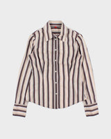 Vintage Y2K 00s Esprit Women's Striped Fitted Long Sleeve Shirt - XS