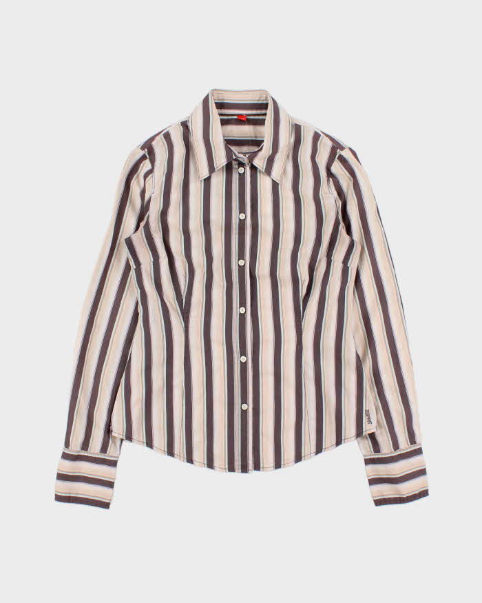 Vintage Y2K 00s Esprit Women's Striped Fitted Long Sleeve Shirt - XS