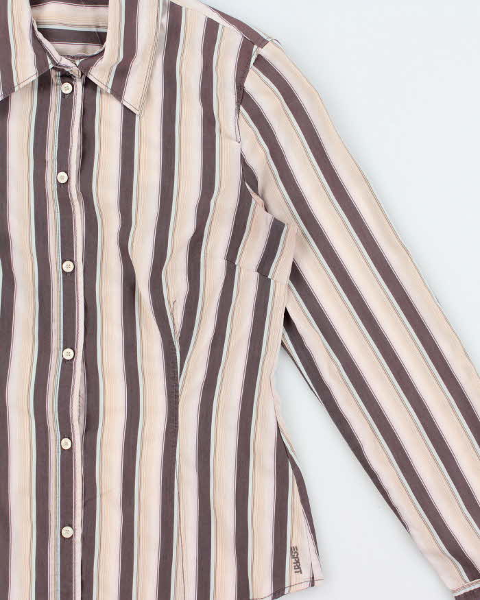 Vintage Y2K 00s Esprit Women's Striped Fitted Long Sleeve Shirt - XS