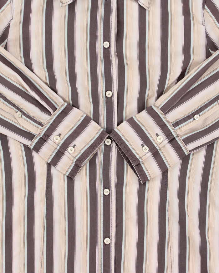 Vintage Y2K 00s Esprit Women's Striped Fitted Long Sleeve Shirt - XS