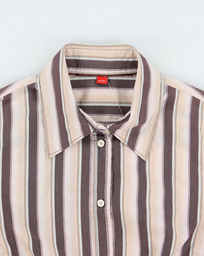 Vintage Y2K 00s Esprit Women's Striped Fitted Long Sleeve Shirt - XS