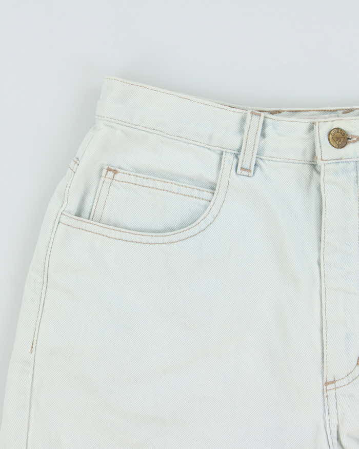 Vintage 1990s Guess Women's High Waisted Light Wash Denim Mini Shorts - W26