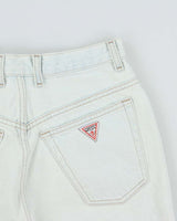 Vintage 1990s Guess Women's High Waisted Light Wash Denim Mini Shorts - W26
