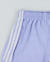Adidas Originals Women's Lavender 3-Stripe Satin Firebird Mini Shorts - XS