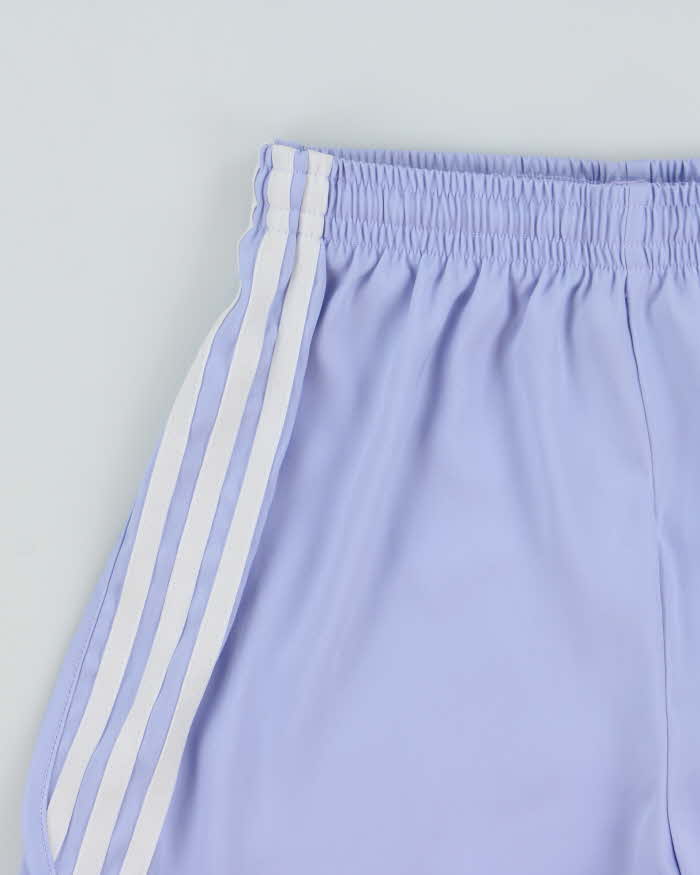 Adidas Originals Women's Lavender 3-Stripe Satin Firebird Mini Shorts - XS