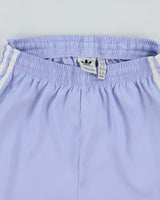 Adidas Originals Women's Lavender 3-Stripe Satin Firebird Mini Shorts - XS