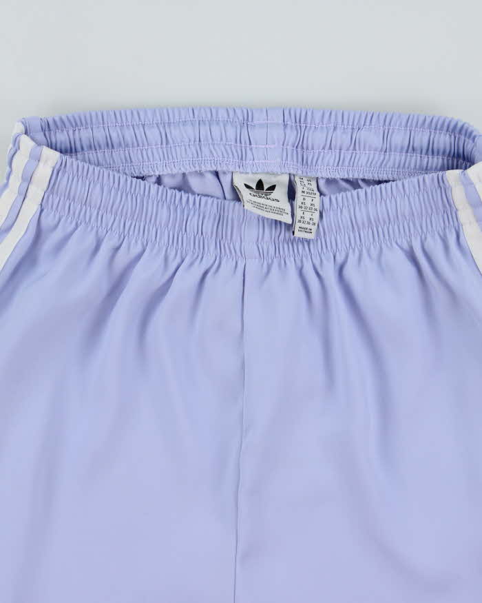 Adidas Originals Women's Lavender 3-Stripe Satin Firebird Mini Shorts - XS