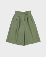 DSWT Vintage 1970s Jean's West Women's Khaki High Waisted Double Pleated Wide Leg Flared Bermuda Shorts - W24