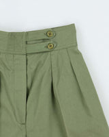 DSWT Vintage 1970s Jean's West Women's Khaki High Waisted Double Pleated Wide Leg Flared Bermuda Shorts - W24