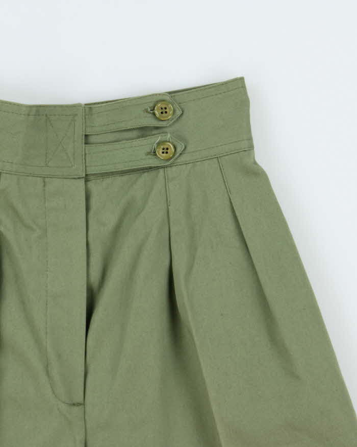 DSWT Vintage 1970s Jean's West Women's Khaki High Waisted Double Pleated Wide Leg Flared Bermuda Shorts - W24
