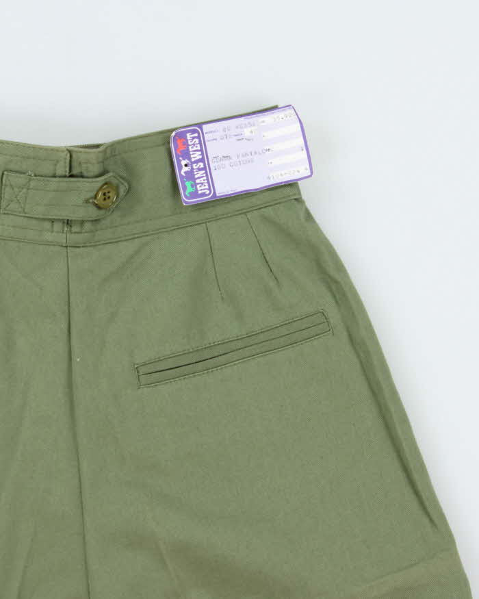 DSWT Vintage 1970s Jean's West Women's Khaki High Waisted Double Pleated Wide Leg Flared Bermuda Shorts - W24