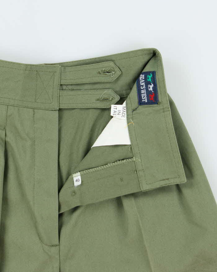 DSWT Vintage 1970s Jean's West Women's Khaki High Waisted Double Pleated Wide Leg Flared Bermuda Shorts - W24