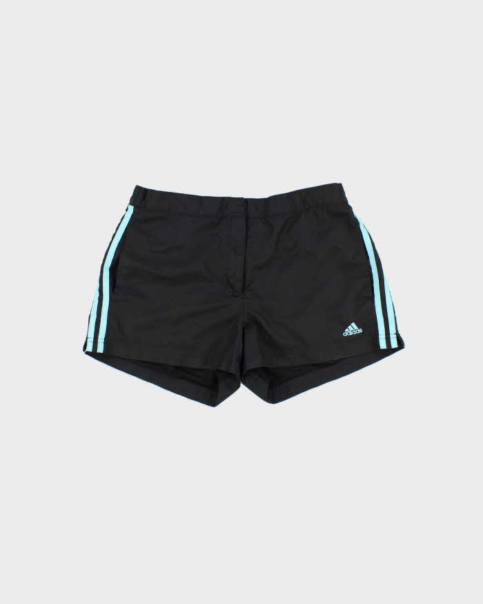 Vintage Y2K 00s Adidas Women's Aqua Blue 3-Stripe Mini Shell Shorts - L