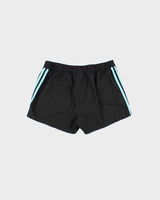 Vintage Y2K 00s Adidas Women's Aqua Blue 3-Stripe Mini Shell Shorts - L