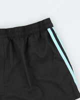 Vintage Y2K 00s Adidas Women's Aqua Blue 3-Stripe Mini Shell Shorts - L