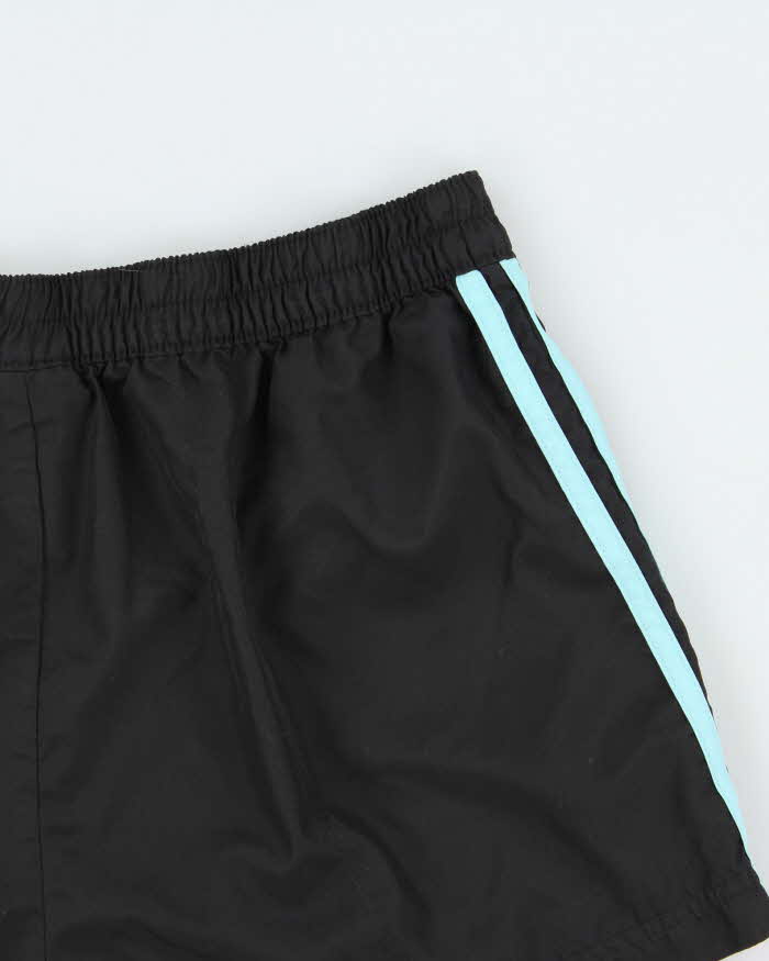 Vintage Y2K 00s Adidas Women's Aqua Blue 3-Stripe Mini Shell Shorts - L