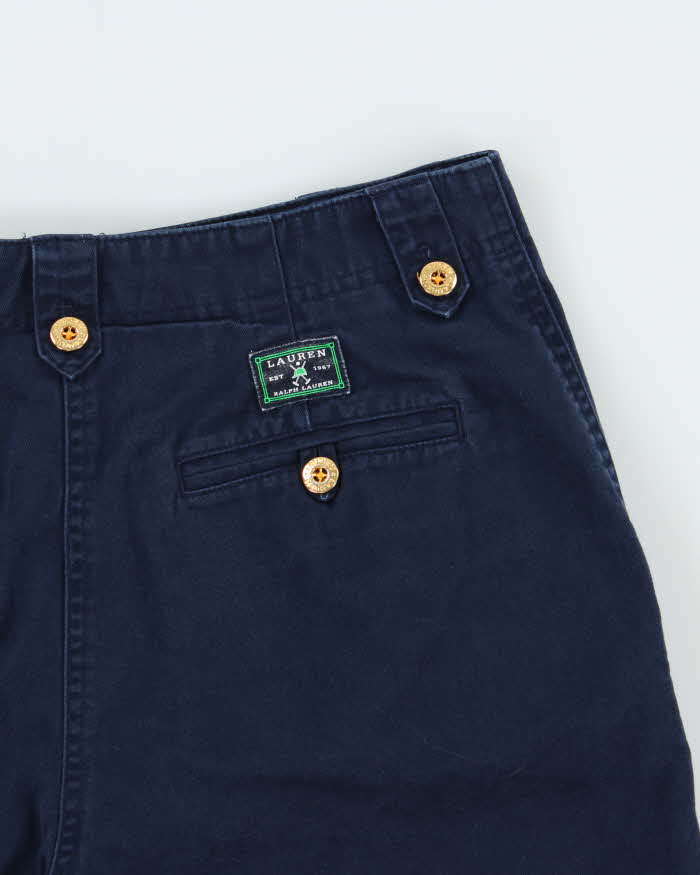 Vintage Y2K 00s Lauren Ralph Lauren LRL Women's Navy Classic Chino Bermuda Shorts - W30