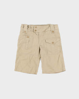 Vintage Y2K 00s Ralph Lauren Sport Women's Khaki Mid Rise Canvas Straight Leg Tactical Shorts - W28