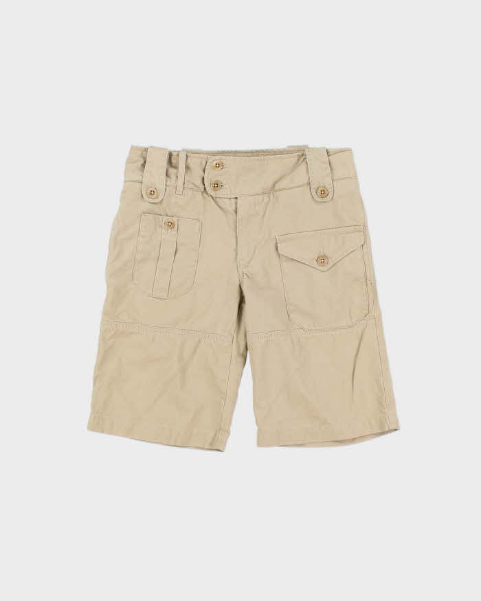 Vintage Y2K 00s Ralph Lauren Sport Women's Khaki Mid Rise Canvas Straight Leg Tactical Shorts - W28