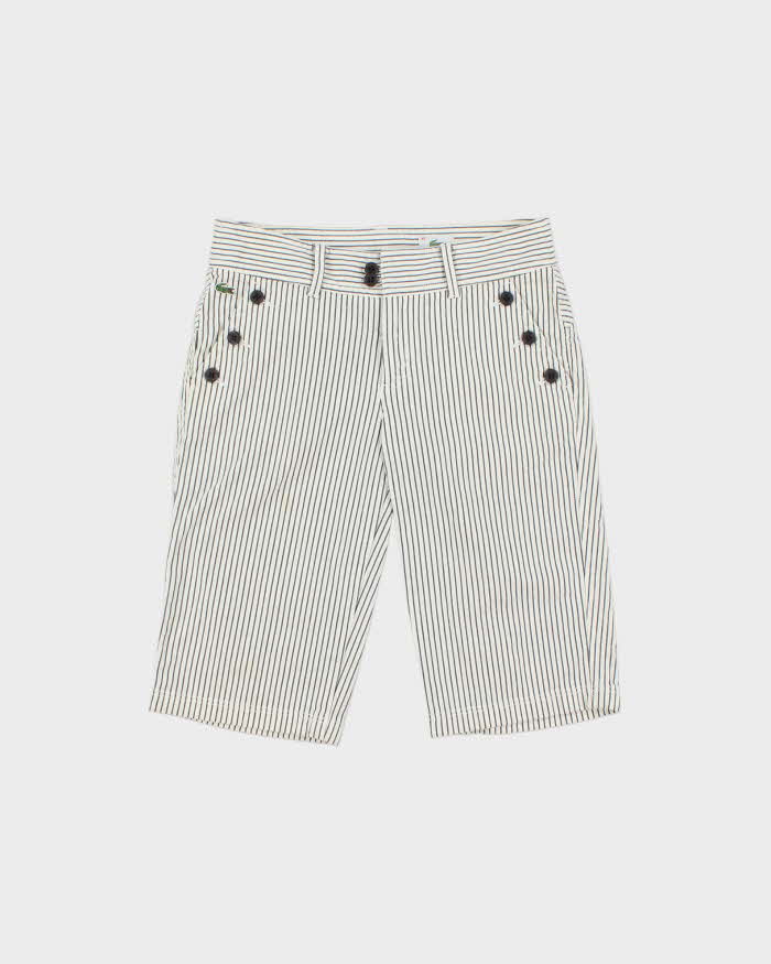Vintage Y2K 00s Lacoste Women's Mid Rise Striped Canvas Capri Shorts - W28
