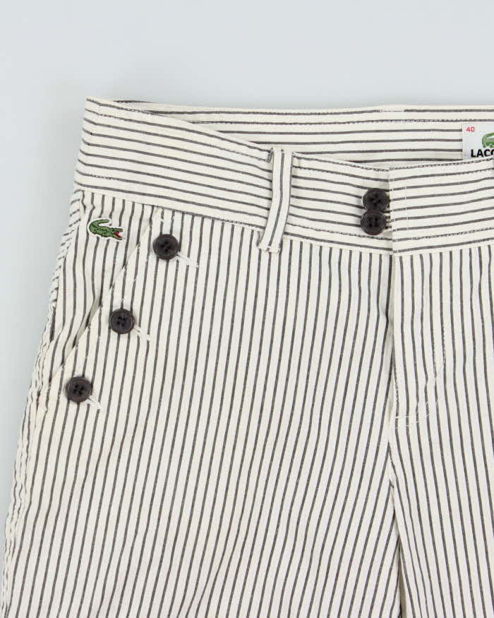 Vintage Y2K 00s Lacoste Women's Mid Rise Striped Canvas Capri Shorts - W28