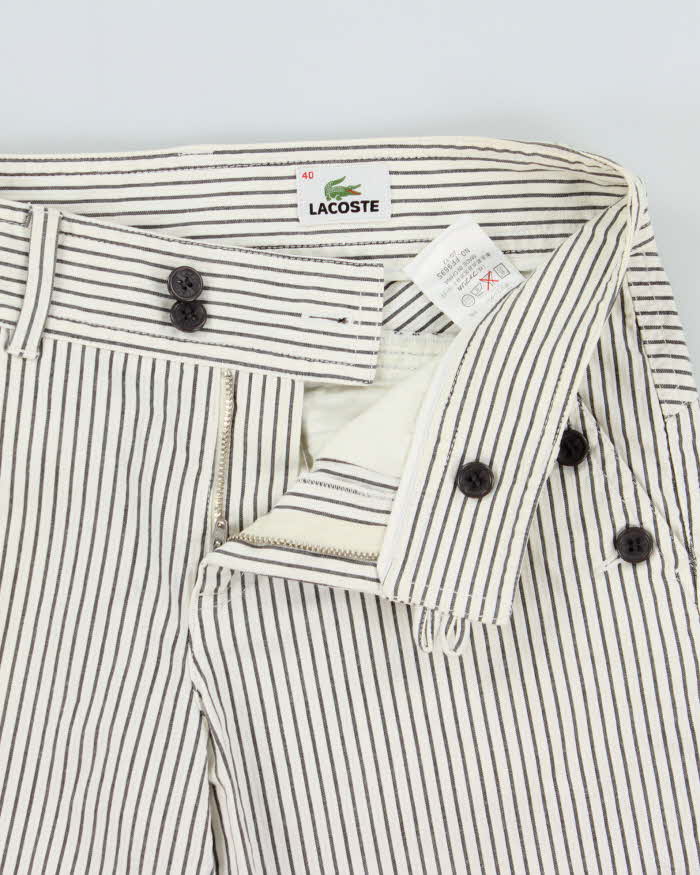 Vintage Y2K 00s Lacoste Women's Mid Rise Striped Canvas Capri Shorts - W28
