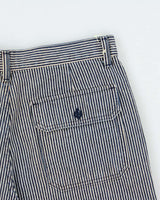 Vintage Y2K 00s Lady Wrangler High-Rise Hickory Pinstriped Flap Pocket Relaxed Fit Long Wide Leg Japanese Denim Jean Shorts - W30