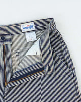 Vintage Y2K 00s Lady Wrangler High-Rise Hickory Pinstriped Flap Pocket Relaxed Fit Long Wide Leg Japanese Denim Jean Shorts - W30