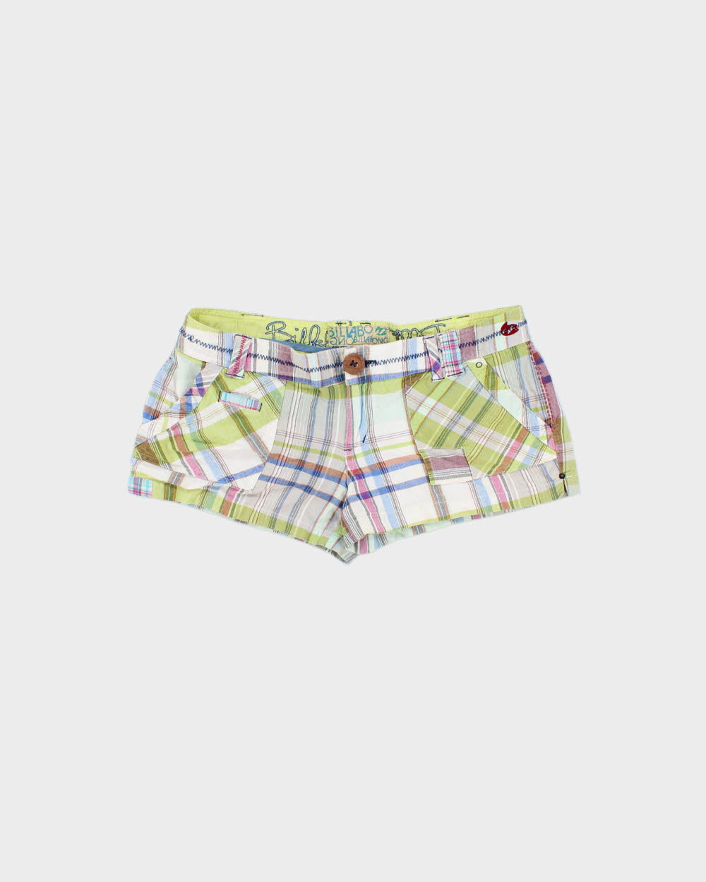 Vintage Y2K 00s Billabong Women's Plaid Patch Pocket Mini Shorts - W33