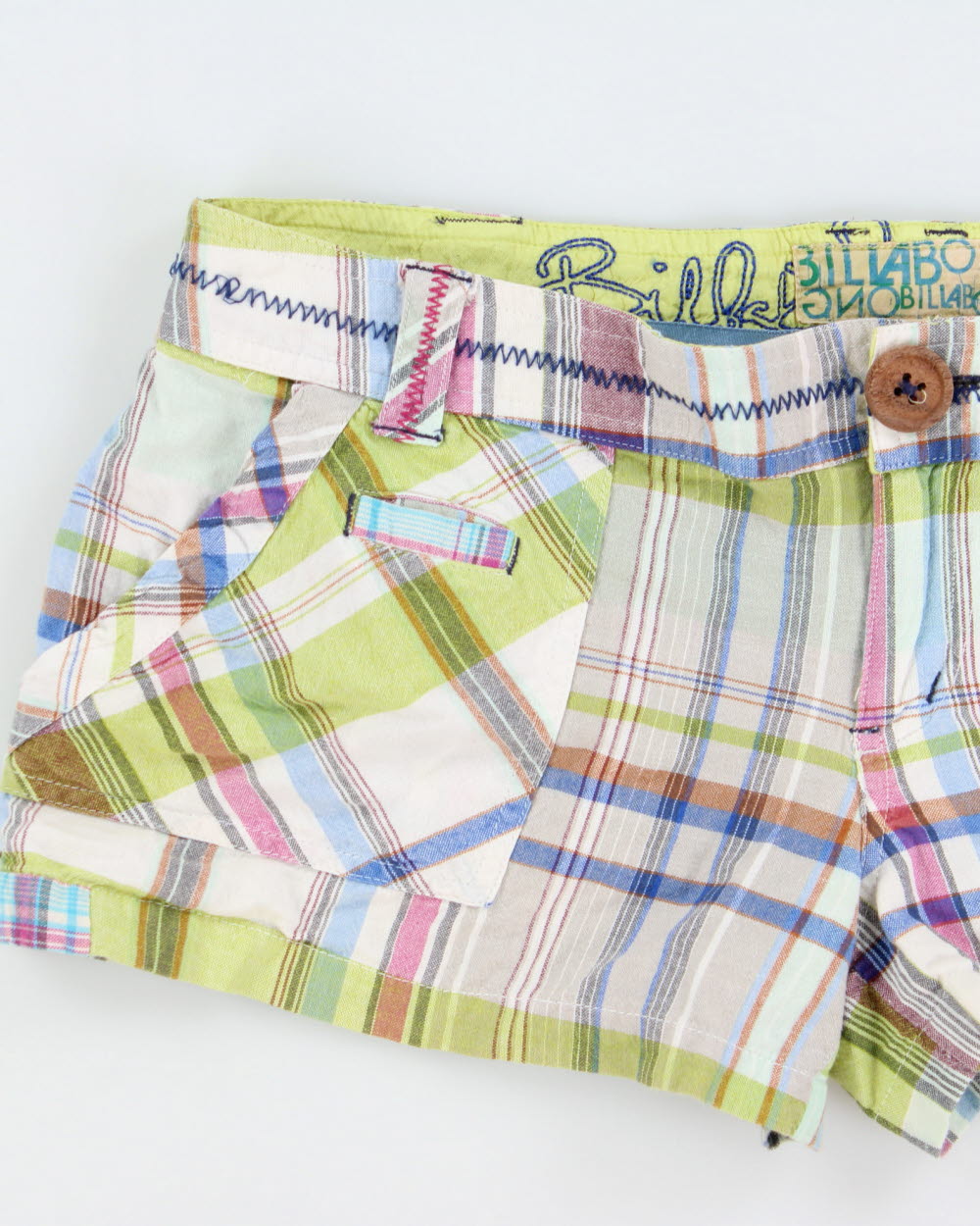 Vintage Y2K 00s Billabong Women's Plaid Patch Pocket Mini Shorts - W33