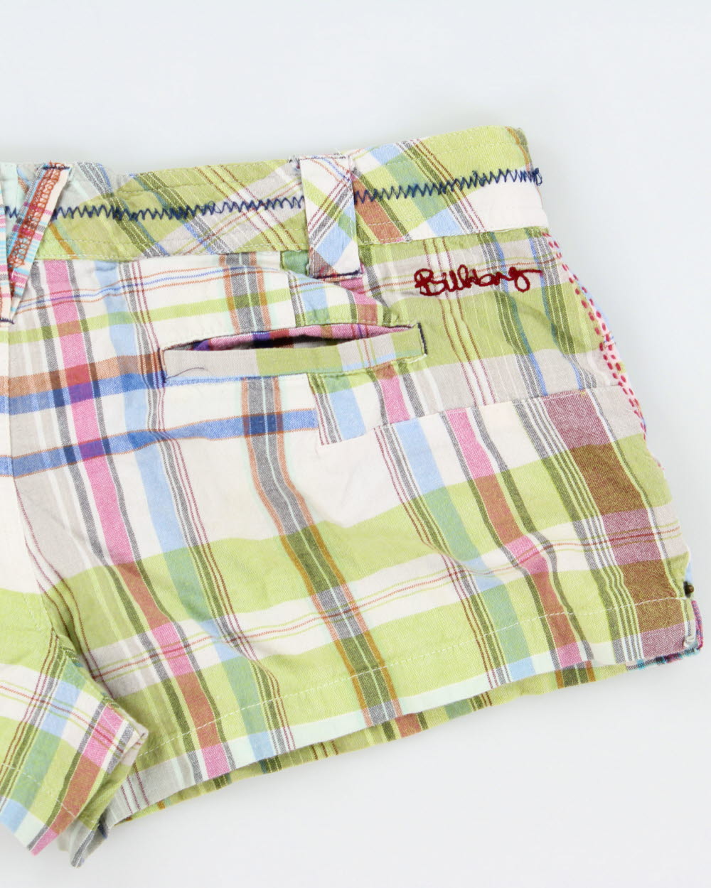 Vintage Y2K 00s Billabong Women's Plaid Patch Pocket Mini Shorts - W33