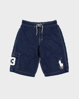 Vintage Y2K 00s Polo Ralph Lauren Women's Big Pony Contrast Stitch Soft Shell Relaxed Fit Board Shorts - W30