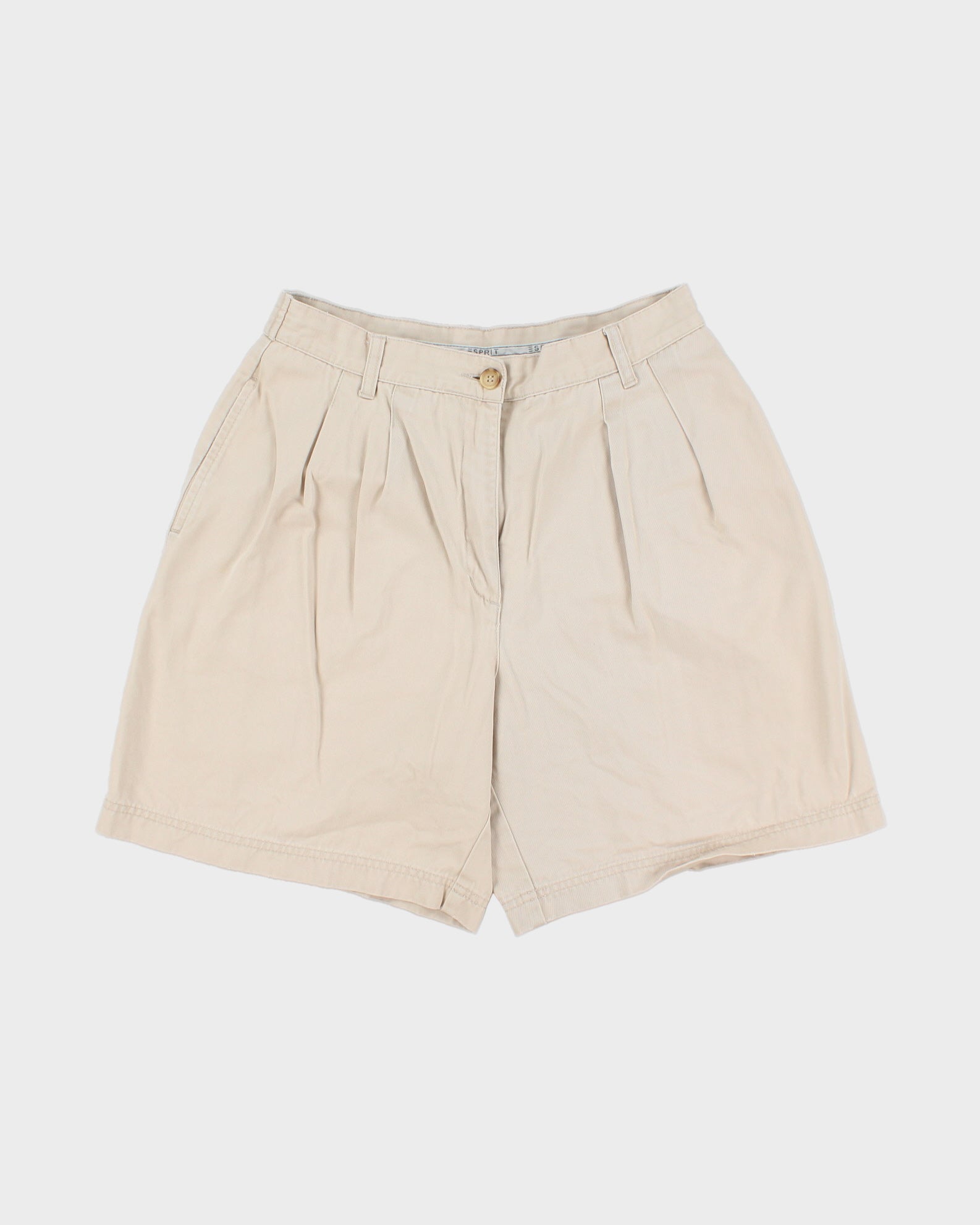 Vintage 1990s Esprit Women's High Rise Double Pleated Chino Bermuda Shorts - W28