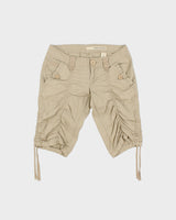 Vintage Y2K 00s DKNY Jeans Women's Desert Khaki Low Rise Adjustable Utility Capri Shorts - W28