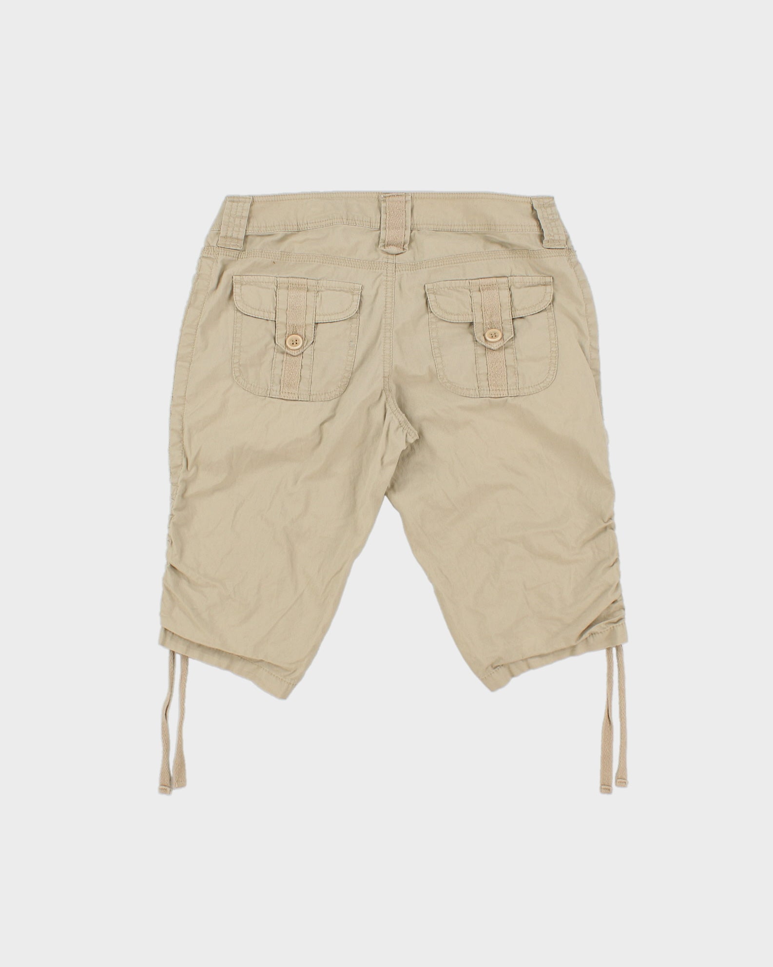 Vintage Y2K 00s DKNY Jeans Women's Desert Khaki Low Rise Adjustable Utility Capri Shorts - W28