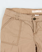 Vintage Y2K 00s No Boundaries Women's Desert Khaki Mid Rise Canvas Multi-Pocket 3/4 Length Straight Leg Cargo Capri Shorts - S