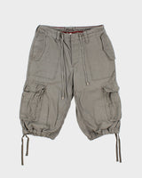 Vintage Y2K 00s Nake &amp; Blue Women's Khaki Mid Rise Canvas Multi-Pocket Relaxed Fit Adjustable Cargo Capri Shorts - S