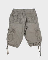 Vintage Y2K 00s Nake &amp; Blue Women's Khaki Mid Rise Canvas Multi-Pocket Relaxed Fit Adjustable Cargo Capri Shorts - S