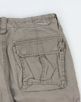 Vintage Y2K 00s Nake &amp; Blue Women's Khaki Mid Rise Canvas Multi-Pocket Relaxed Fit Adjustable Cargo Capri Shorts - S