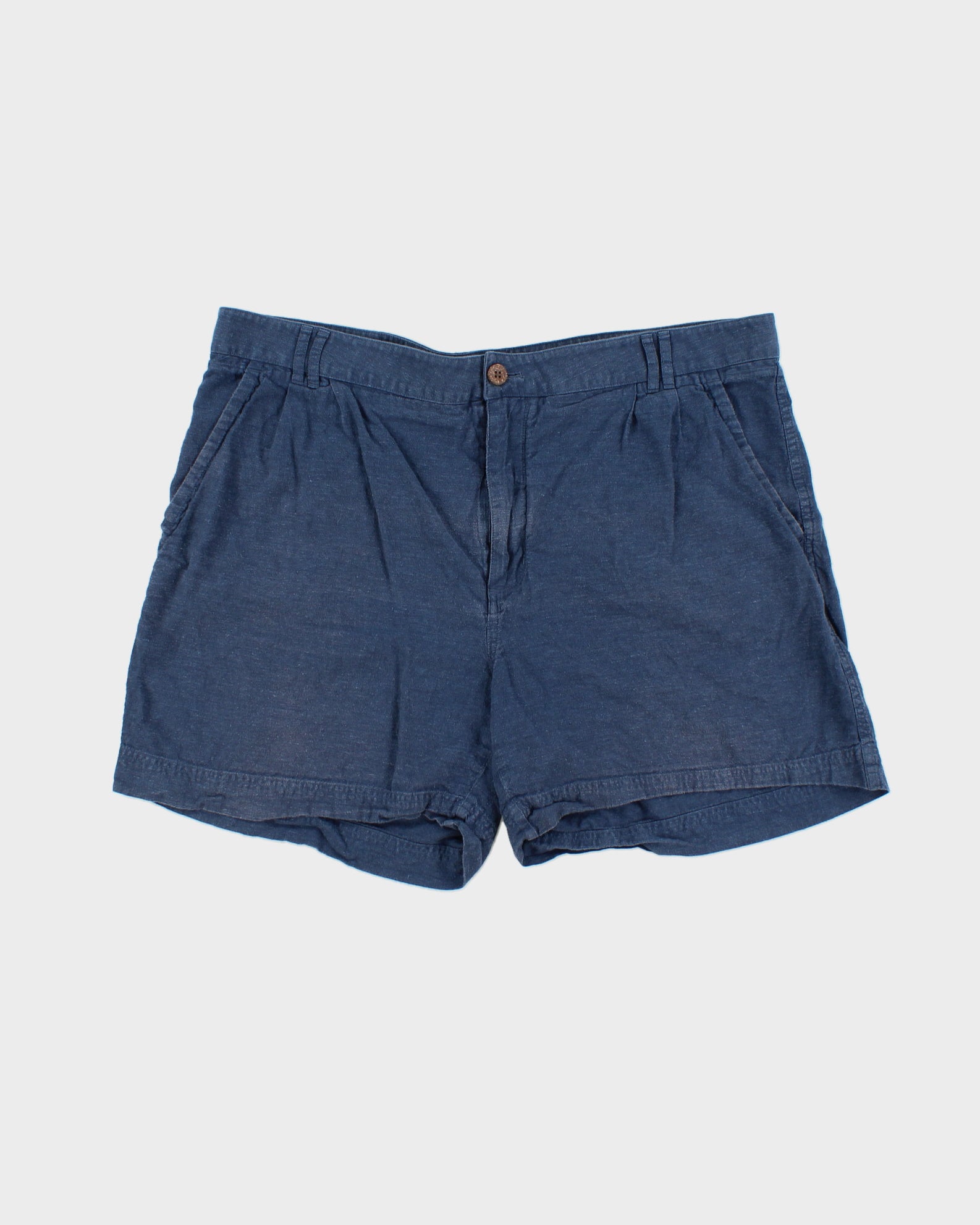 Vintage Patagonia 6" Navy Women's Mid-Rise Linen Look Double Pleated Casual Shorts - W38