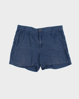 Vintage Patagonia 6" Navy Women's Mid-Rise Linen Look Double Pleated Casual Shorts - W38